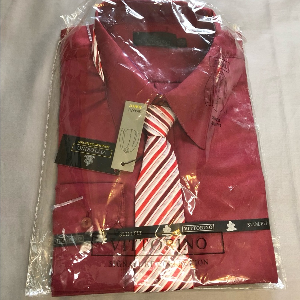 Vittorino Signature Collection Dress Shirt with Tie Size Large